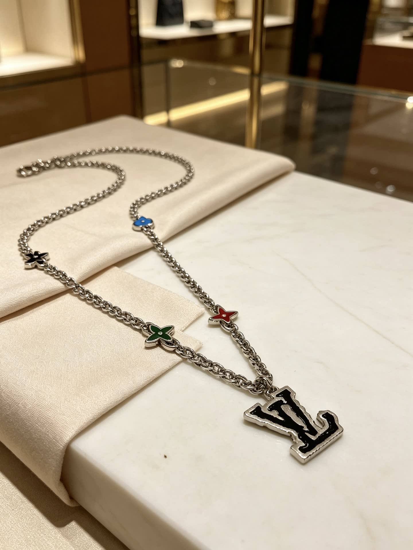 Louis Vuitton Silver Chain with Multicolored Charms